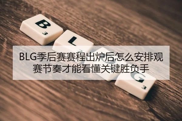 BLG季后赛赛程出炉后怎么安排观赛节奏才能看懂关键胜负手